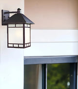 XL Antique Bronze Frosted Glass Lantern Wall Light - Homeroots - Flyclothing LLC