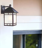 XL Antique Bronze Frosted Glass Lantern Wall Light - Homeroots