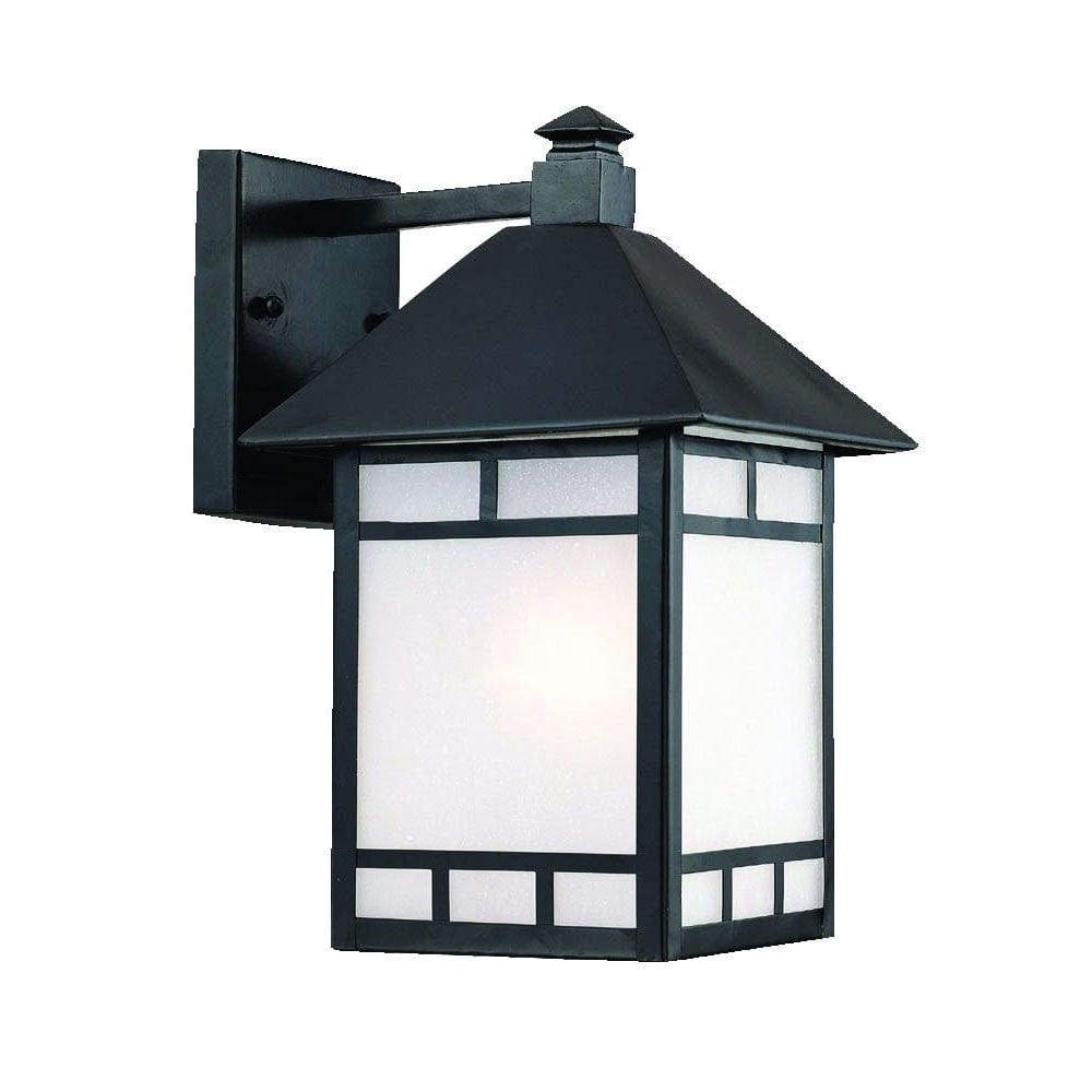 XL Matte Black Frosted Glass Lantern Wall Light - Homeroots - Flyclothing LLC