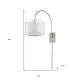 Brella 1-Light Brushed Nickel Swivel Wall Lamp With Sheer Snow Shantung Two Tier Shade - Homeroots - Flyclothing LLC