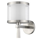 White and Silver Wall Light with Fabric Shade - Homeroots
