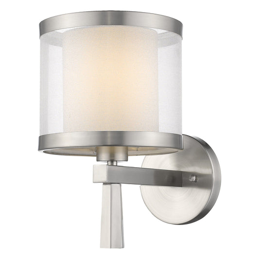 White and Silver Wall Light with Fabric Shade