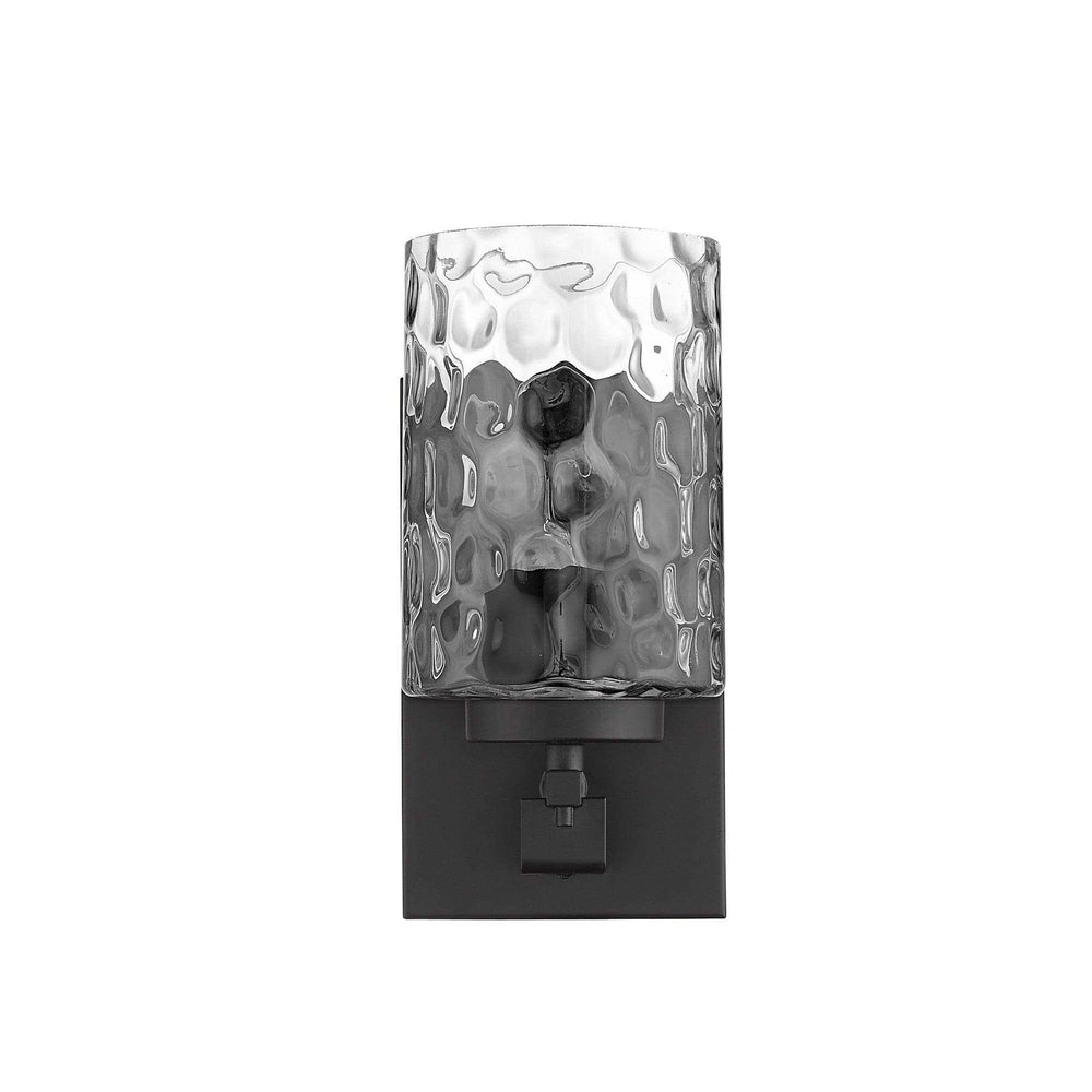 Black Metal and Pebbled Glass Wall Sconce - Homeroots - Flyclothing LLC