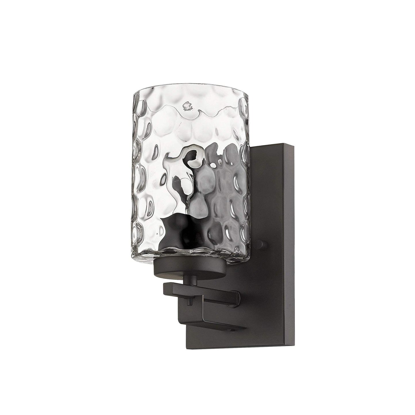 Bronze Metal and Pebbled Glass Wall Sconce - Homeroots - Flyclothing LLC