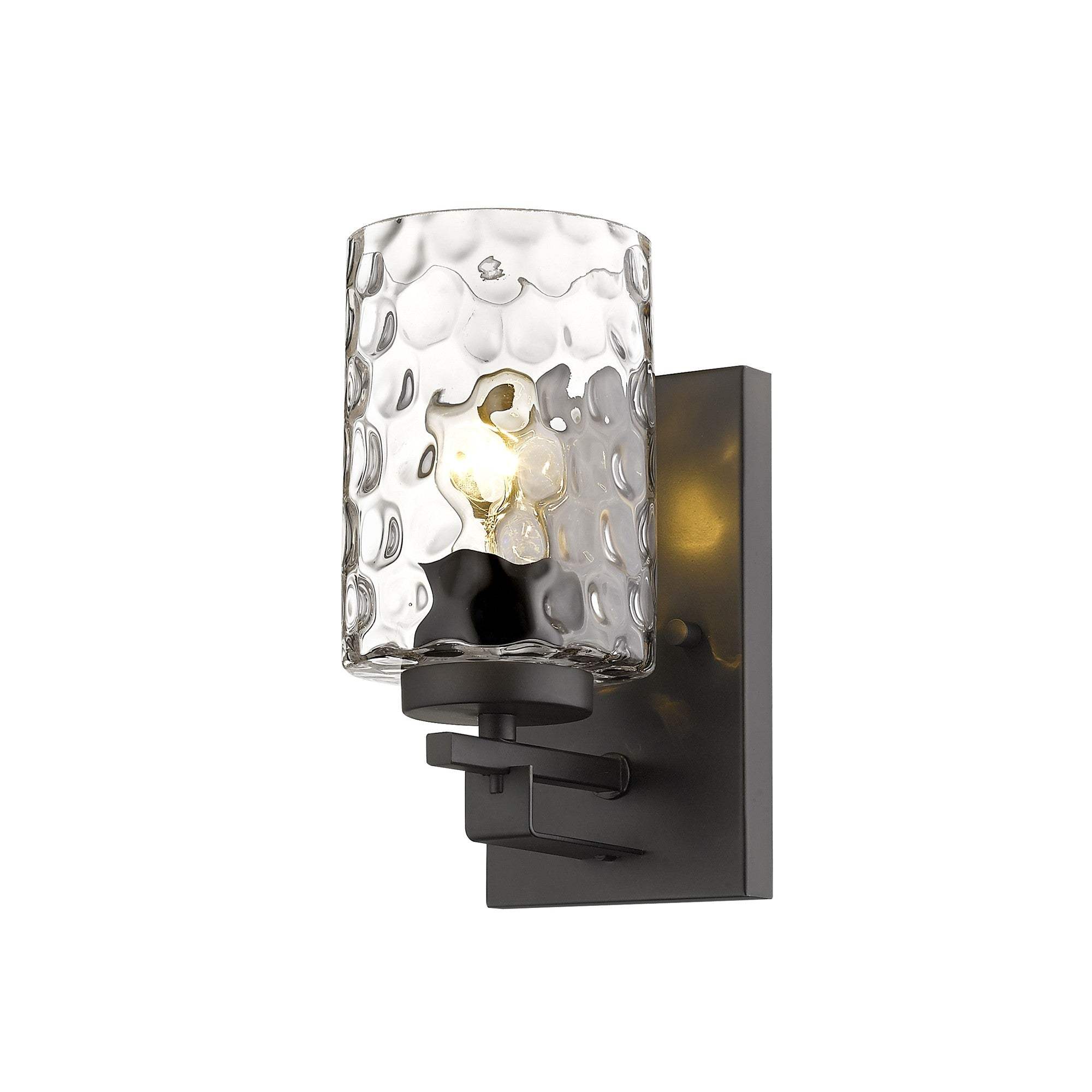 Bronze Metal and Pebbled Glass Wall Sconce - Homeroots - Flyclothing LLC