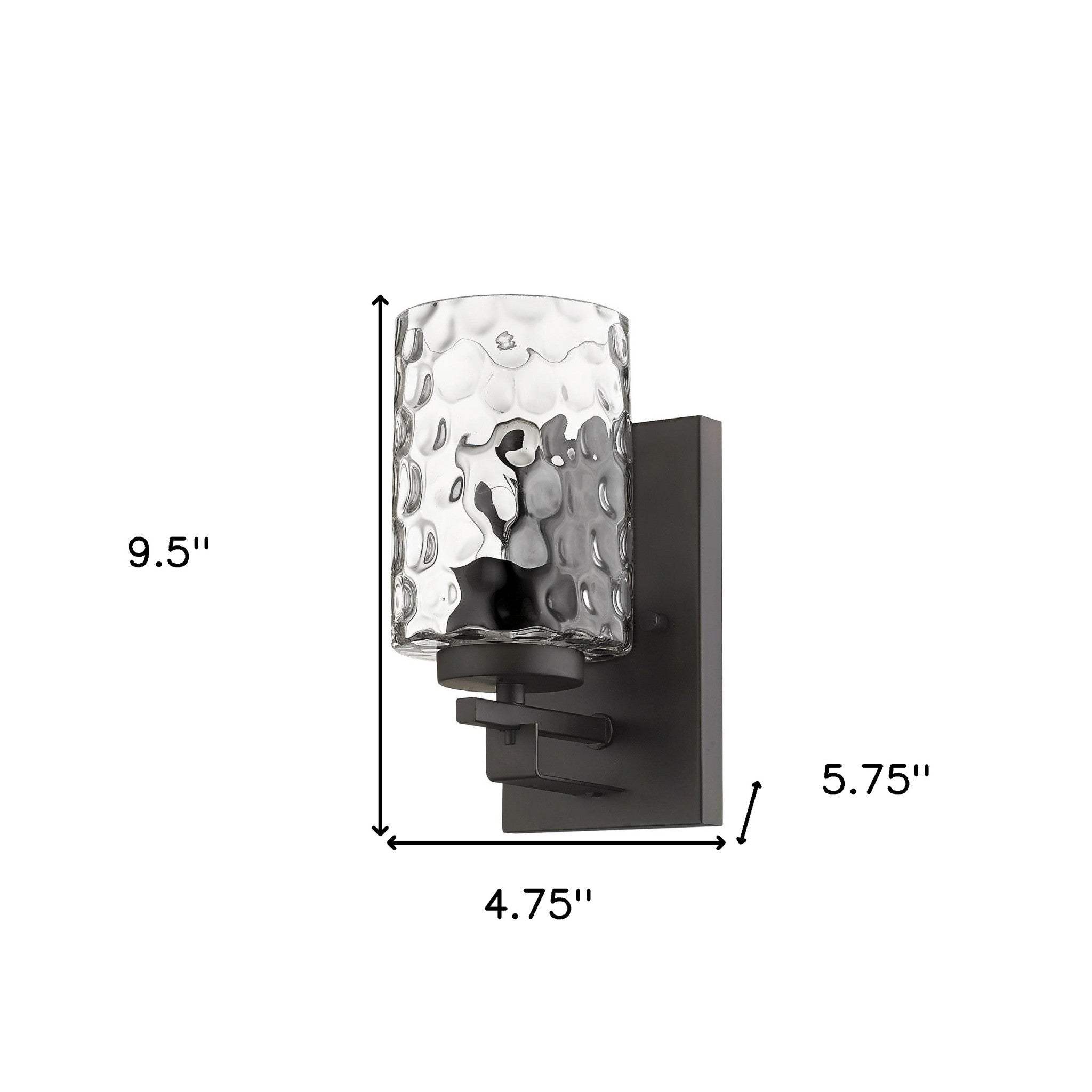 Bronze Metal and Pebbled Glass Wall Sconce - Homeroots - Flyclothing LLC