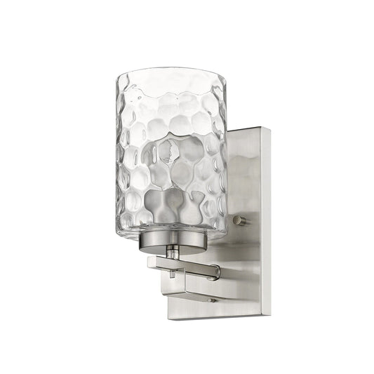 Silver Metal and Pebbled Glass Wall Sconce - Homeroots