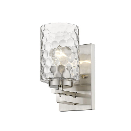 Silver Metal and Pebbled Glass Wall Sconce - Homeroots
