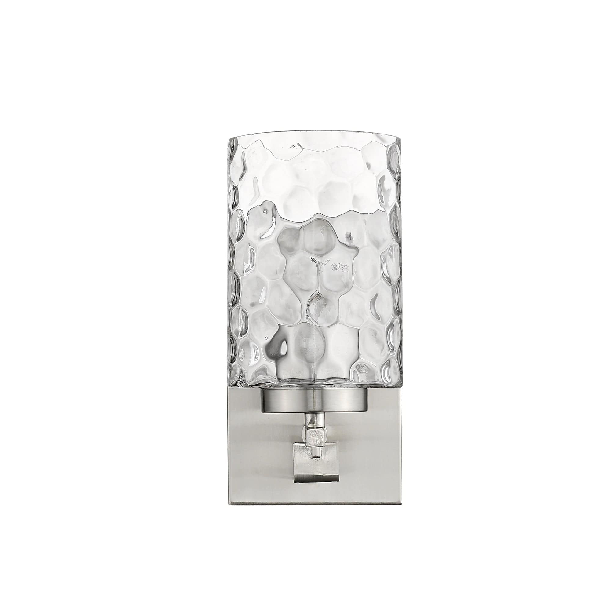 Silver Metal and Pebbled Glass Wall Sconce - Homeroots