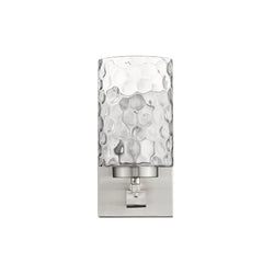 Silver Metal and Pebbled Glass Wall Sconce - Homeroots