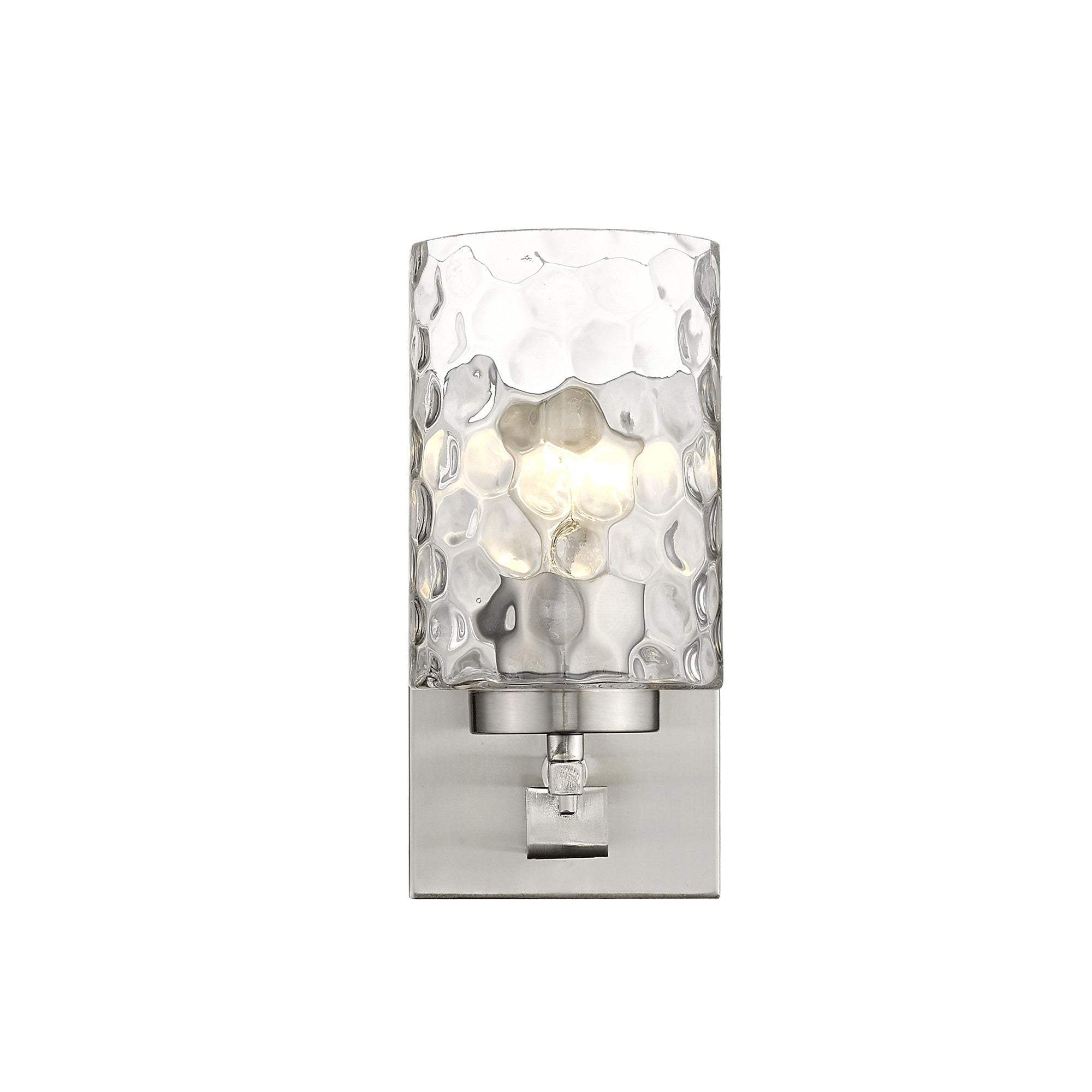 Silver Metal and Pebbled Glass Wall Sconce - Homeroots - Flyclothing LLC