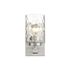 Silver Metal and Pebbled Glass Wall Sconce - Homeroots