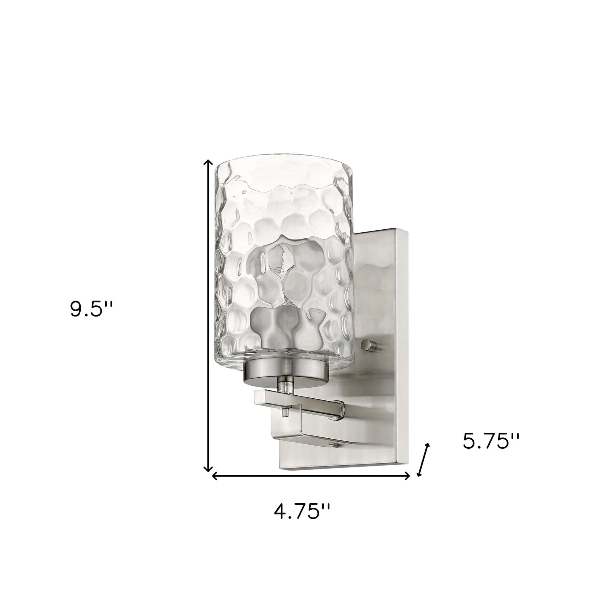 Silver Metal and Pebbled Glass Wall Sconce - Homeroots