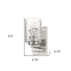Silver Metal and Pebbled Glass Wall Sconce - Homeroots