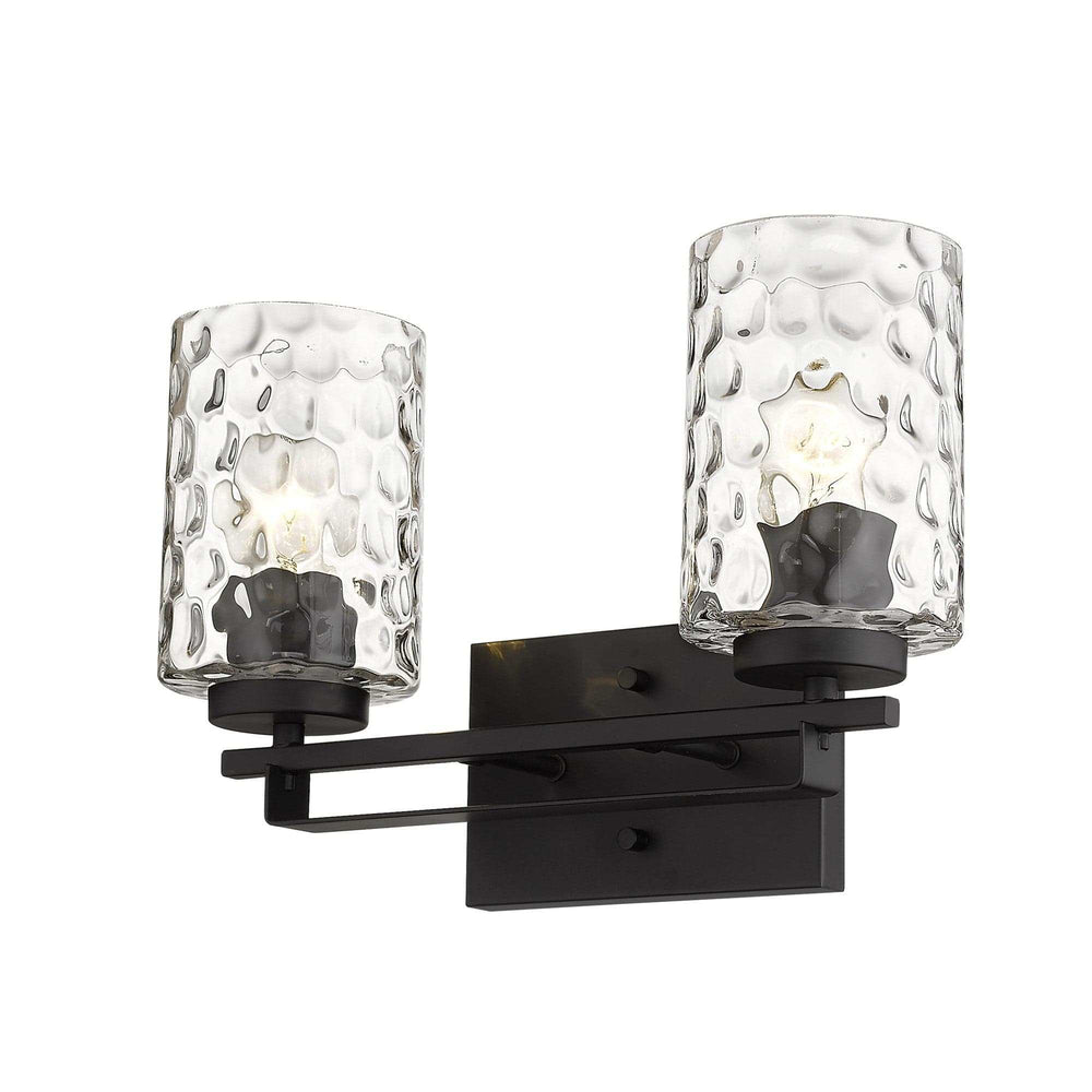 Black Metal and Pebbled Glass Two Light Wall Sconce - Homeroots - Flyclothing LLC