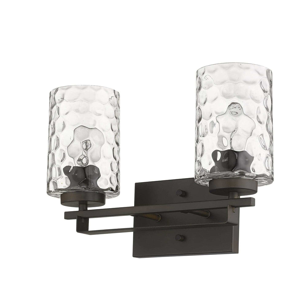Bronze Metal and Pebbled Glass Two Light Wall Sconce - Homeroots - Flyclothing LLC