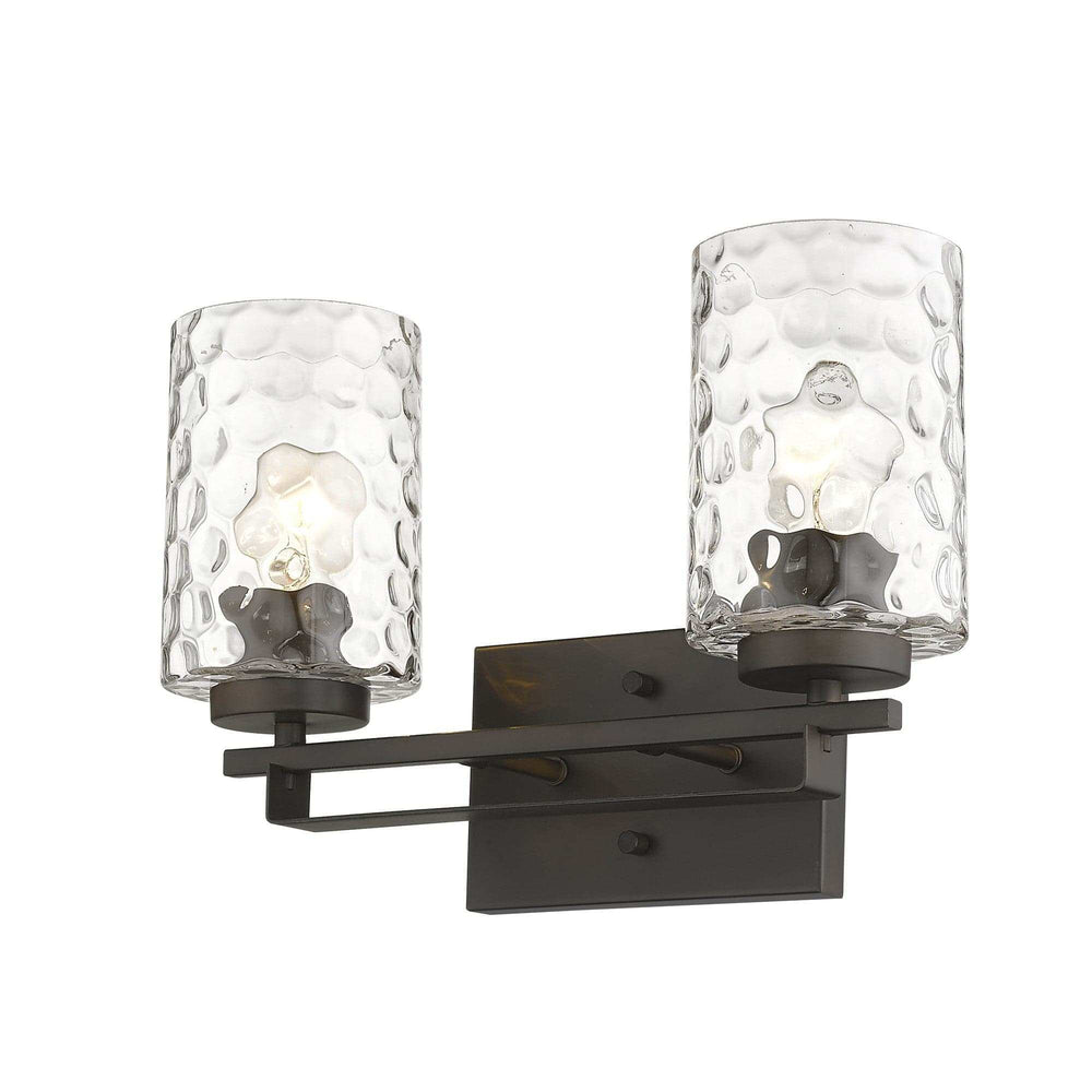 Bronze Metal and Pebbled Glass Two Light Wall Sconce - Homeroots - Flyclothing LLC