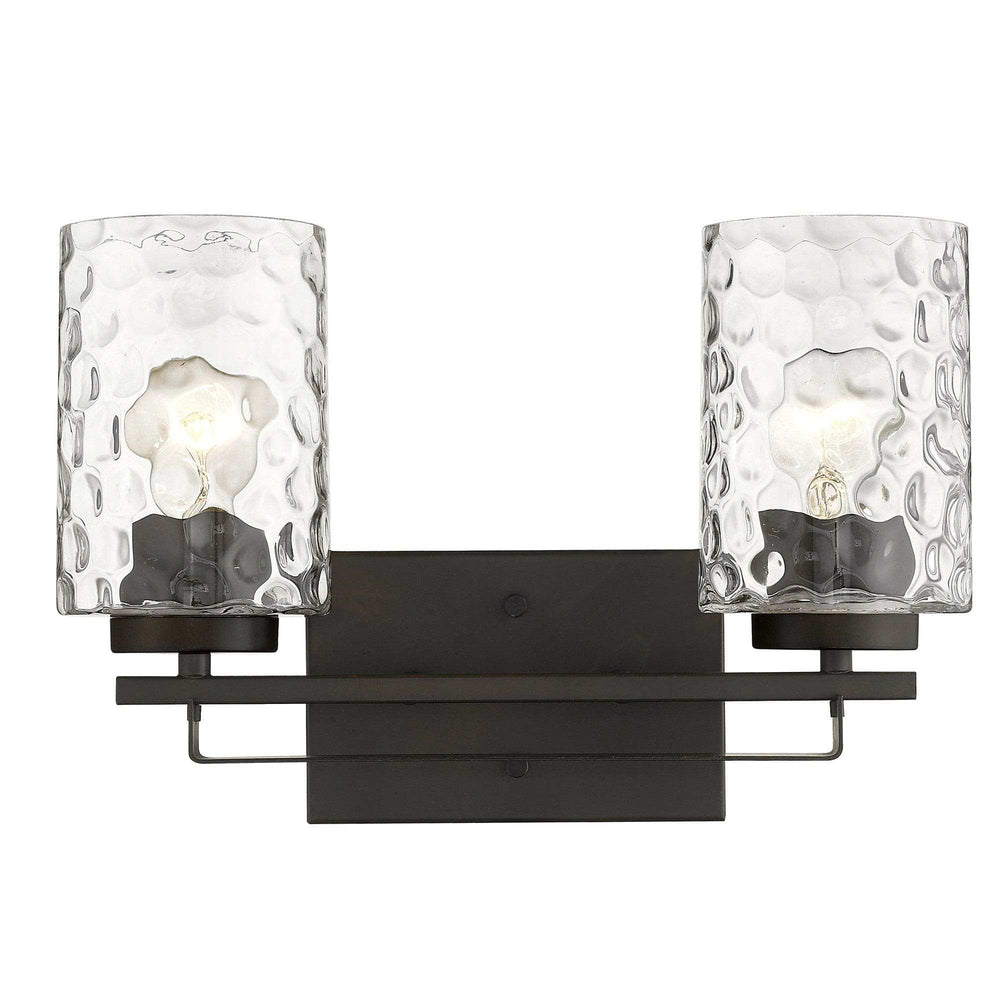 Bronze Metal and Pebbled Glass Two Light Wall Sconce - Homeroots - Flyclothing LLC