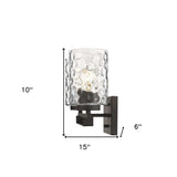 Bronze Metal and Pebbled Glass Two Light Wall Sconce - Homeroots - Flyclothing LLC