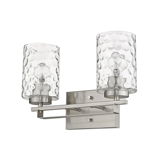 Silver Metal and Pebbled Glass Two Light Wall Sconce - Homeroots