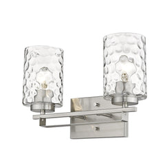 Silver Metal and Pebbled Glass Two Light Wall Sconce - Homeroots
