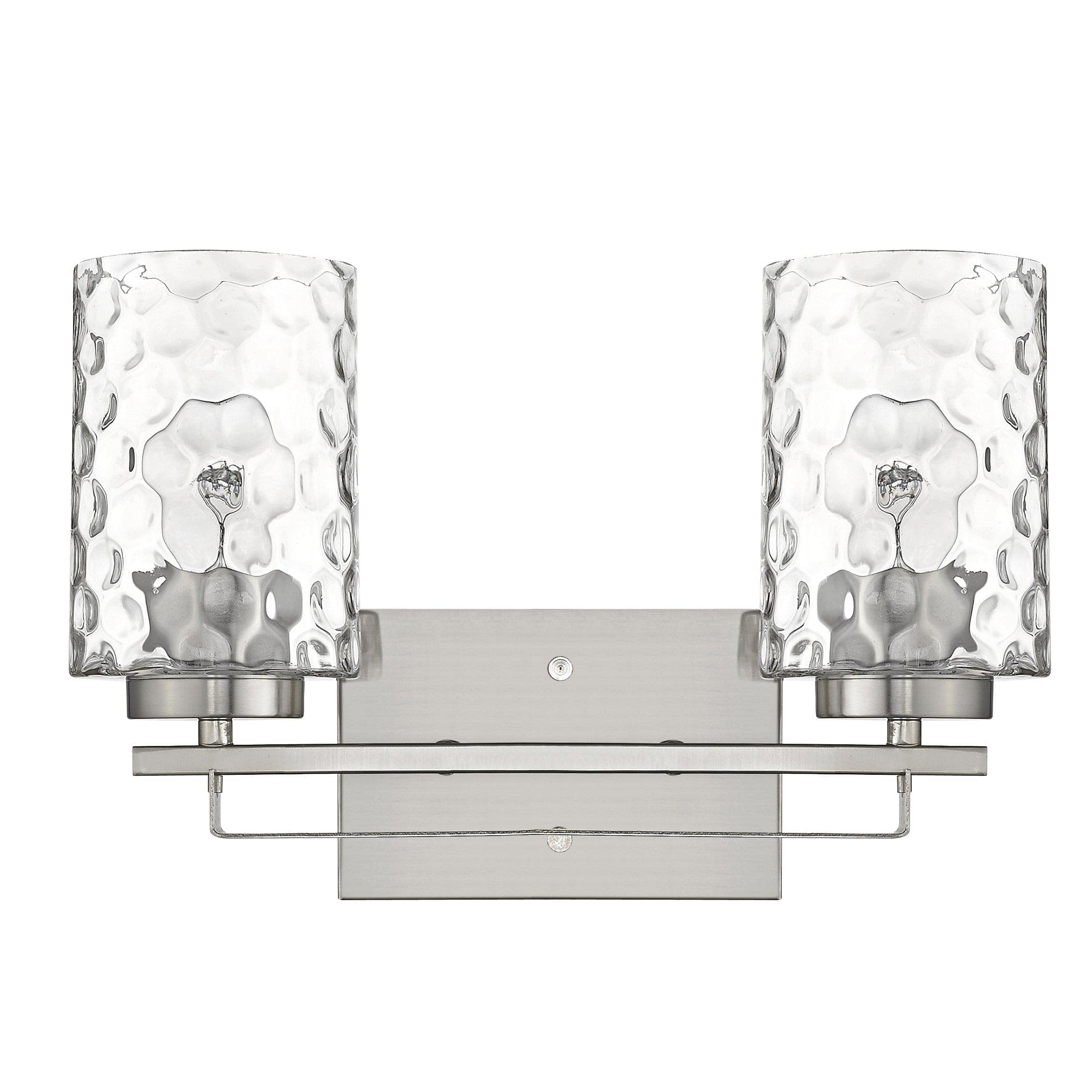 Silver Metal and Pebbled Glass Two Light Wall Sconce - Homeroots
