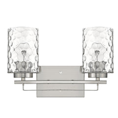 Silver Metal and Pebbled Glass Two Light Wall Sconce - Homeroots
