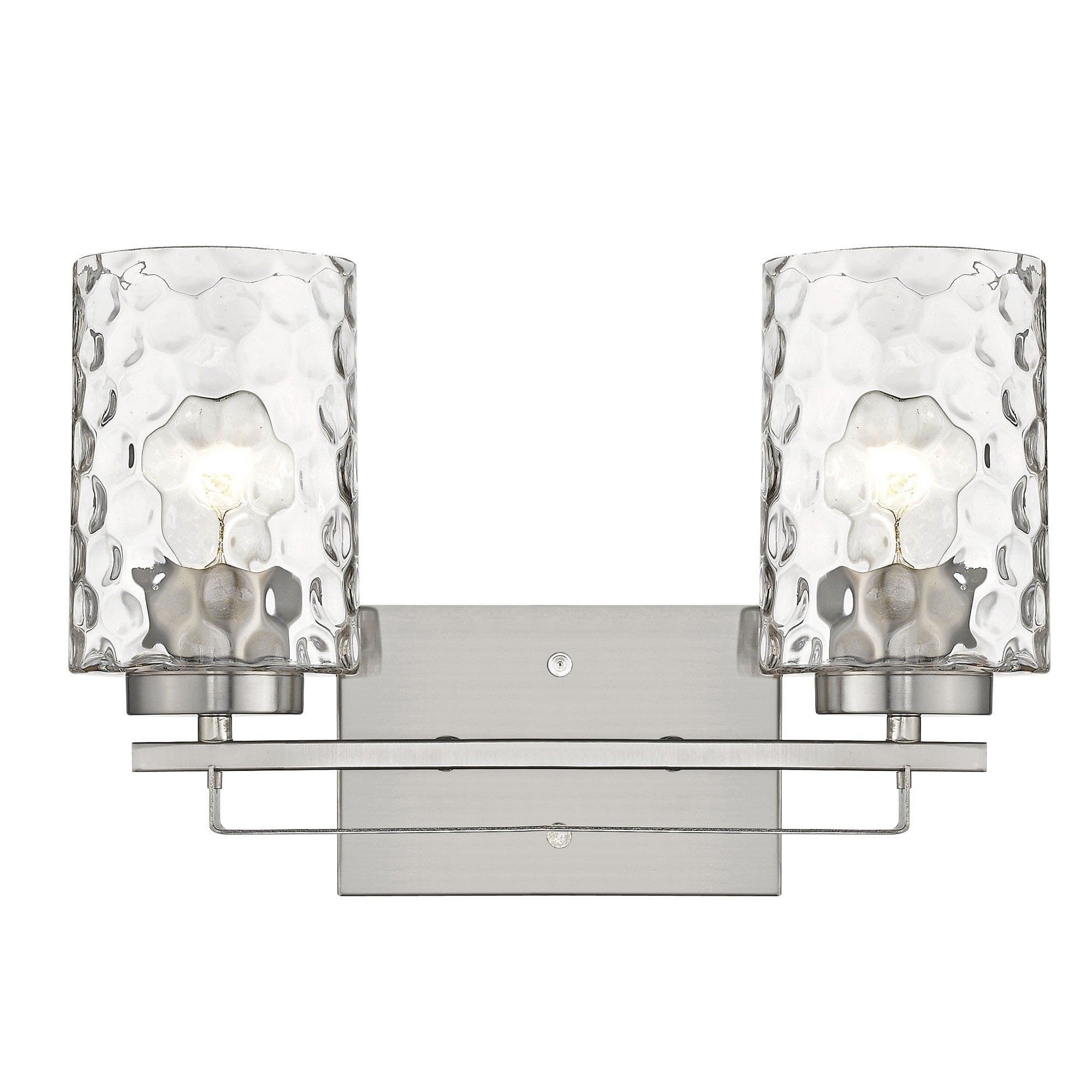 Silver Metal and Pebbled Glass Two Light Wall Sconce - Homeroots