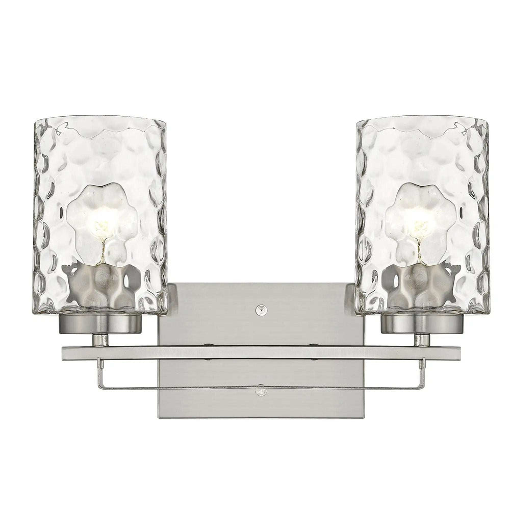 Silver Metal and Pebbled Glass Two Light Wall Sconce - Homeroots - Flyclothing LLC