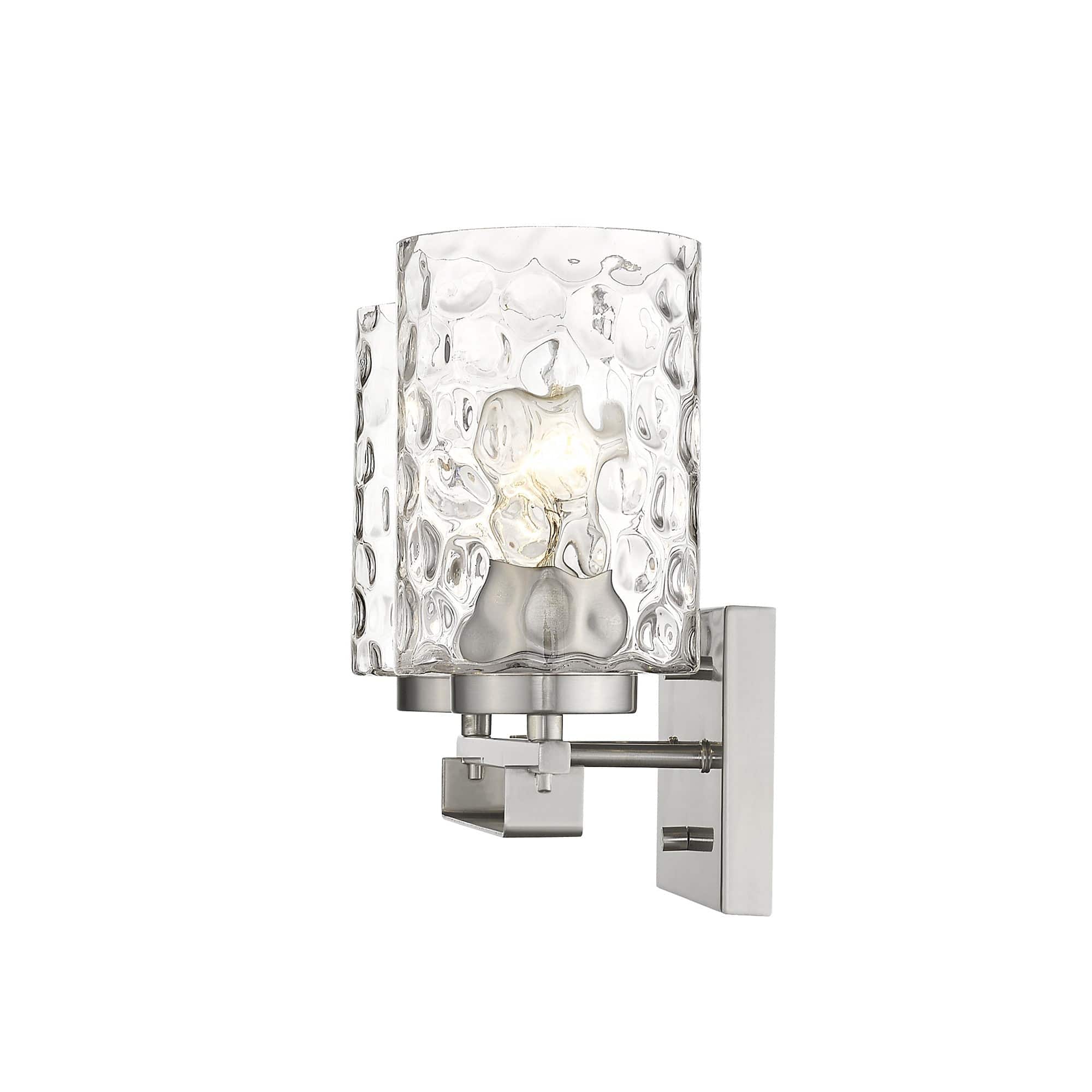 Silver Metal and Pebbled Glass Two Light Wall Sconce - Homeroots
