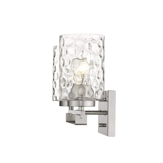 Silver Metal and Pebbled Glass Two Light Wall Sconce - Homeroots