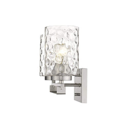 Silver Metal and Pebbled Glass Two Light Wall Sconce - Homeroots