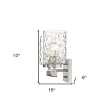 Silver Metal and Pebbled Glass Two Light Wall Sconce - Homeroots - Flyclothing LLC
