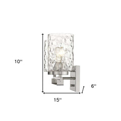 Silver Metal and Pebbled Glass Two Light Wall Sconce - Homeroots