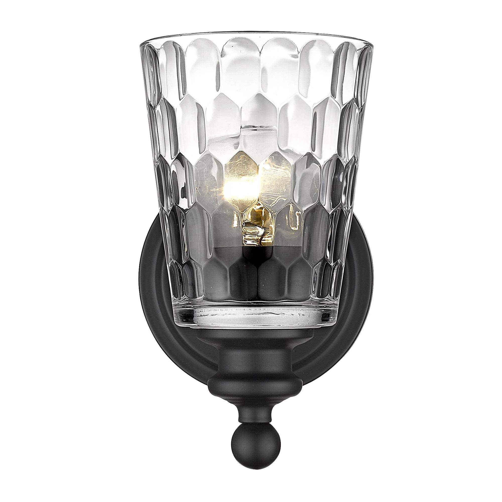 Black Metal and Pebbled Glass Wall Light - Homeroots - Flyclothing LLC