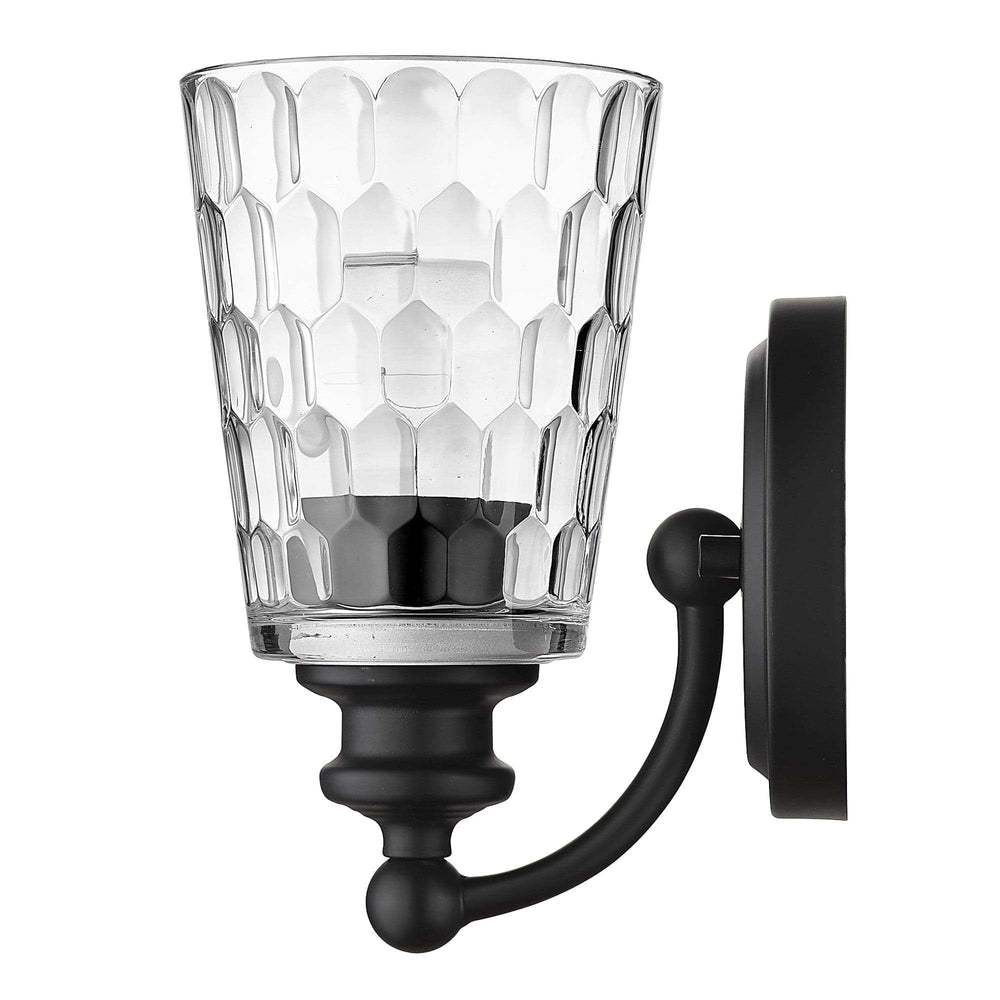 Black Metal and Pebbled Glass Wall Light - Homeroots - Flyclothing LLC
