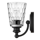 Black Metal and Pebbled Glass Wall Light - Homeroots - Flyclothing LLC