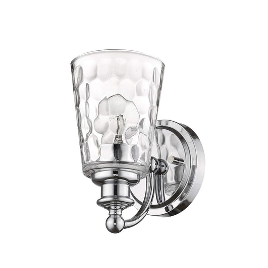 Silver Metal and Pebbled Glass Wall Light - Homeroots