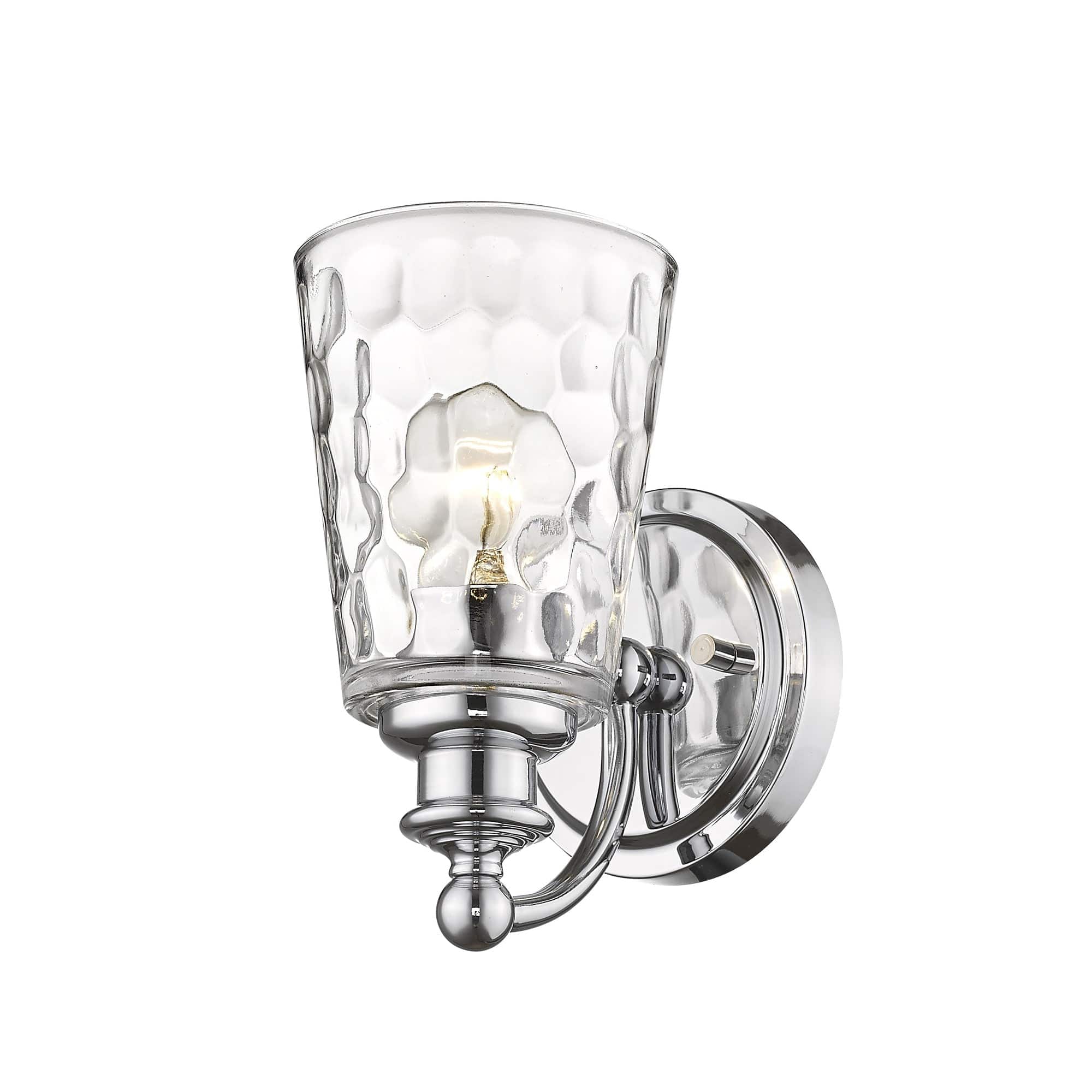 Silver Metal and Pebbled Glass Wall Light - Homeroots