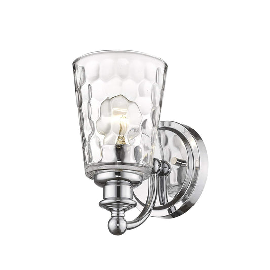 Silver Metal and Pebbled Glass Wall Light - Homeroots