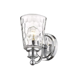 Silver Metal and Pebbled Glass Wall Light - Homeroots