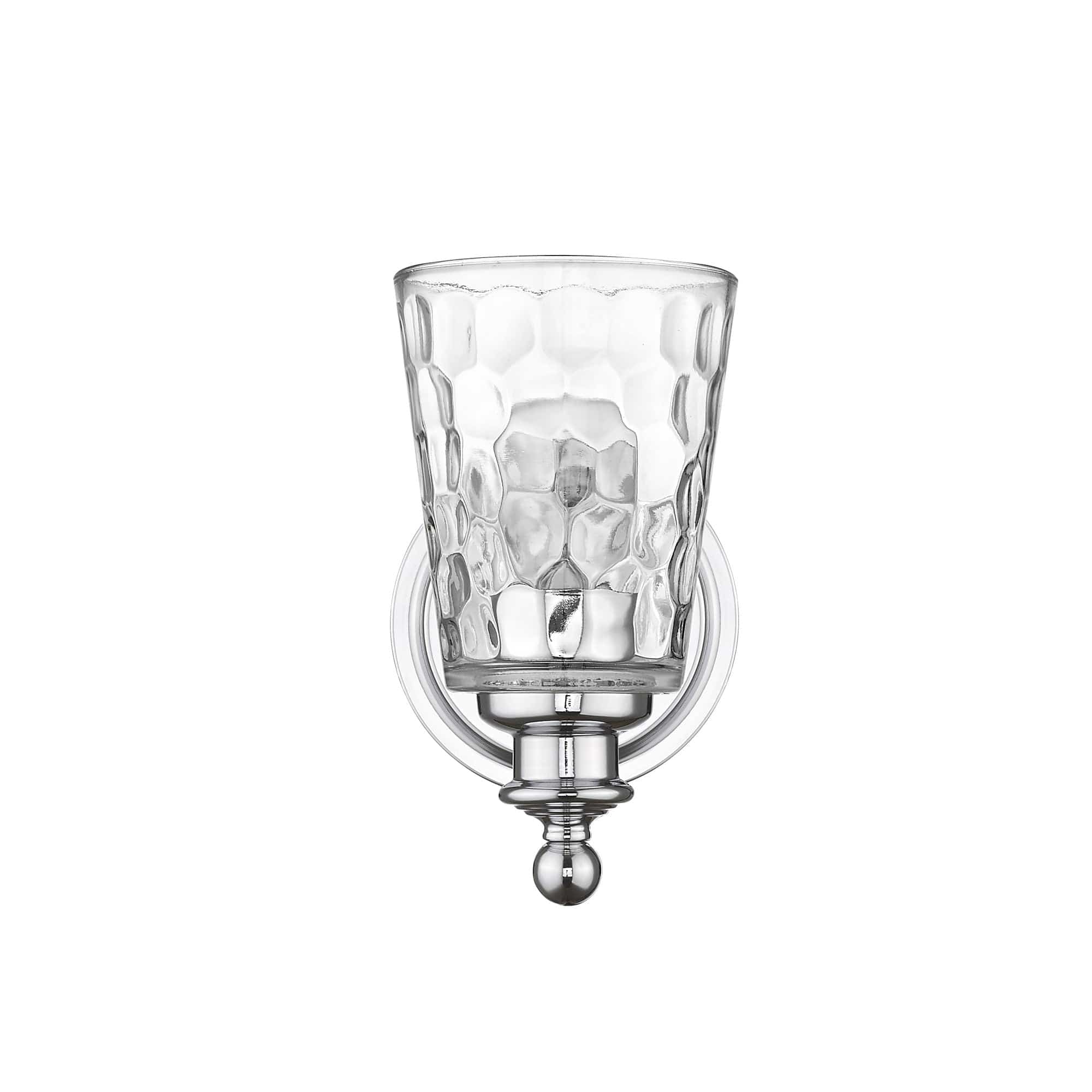 Silver Metal and Pebbled Glass Wall Light - Homeroots