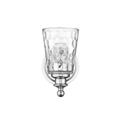 Silver Metal and Pebbled Glass Wall Light - Homeroots