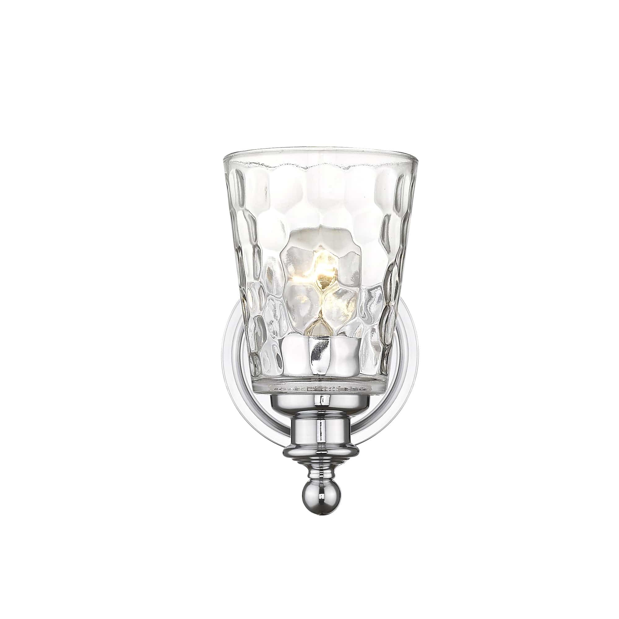 Silver Metal and Pebbled Glass Wall Light - Homeroots