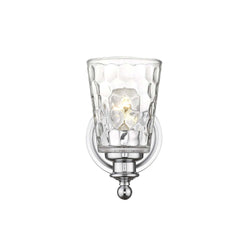 Silver Metal and Pebbled Glass Wall Light - Homeroots