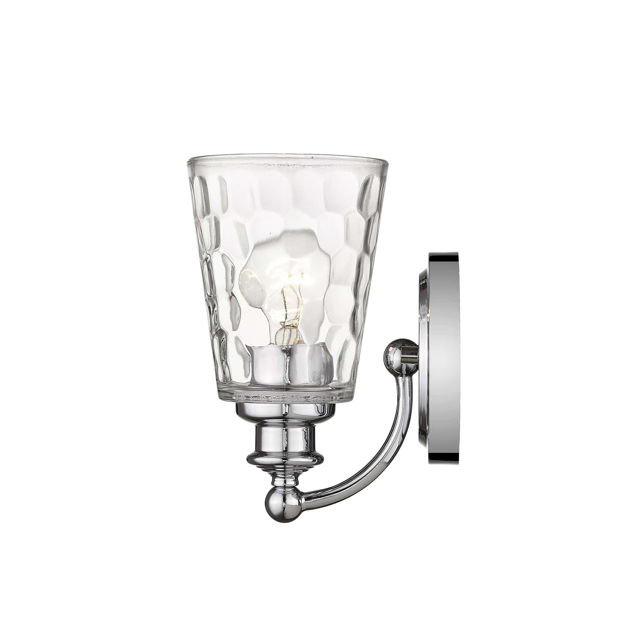 Silver Metal and Pebbled Glass Wall Light - Homeroots