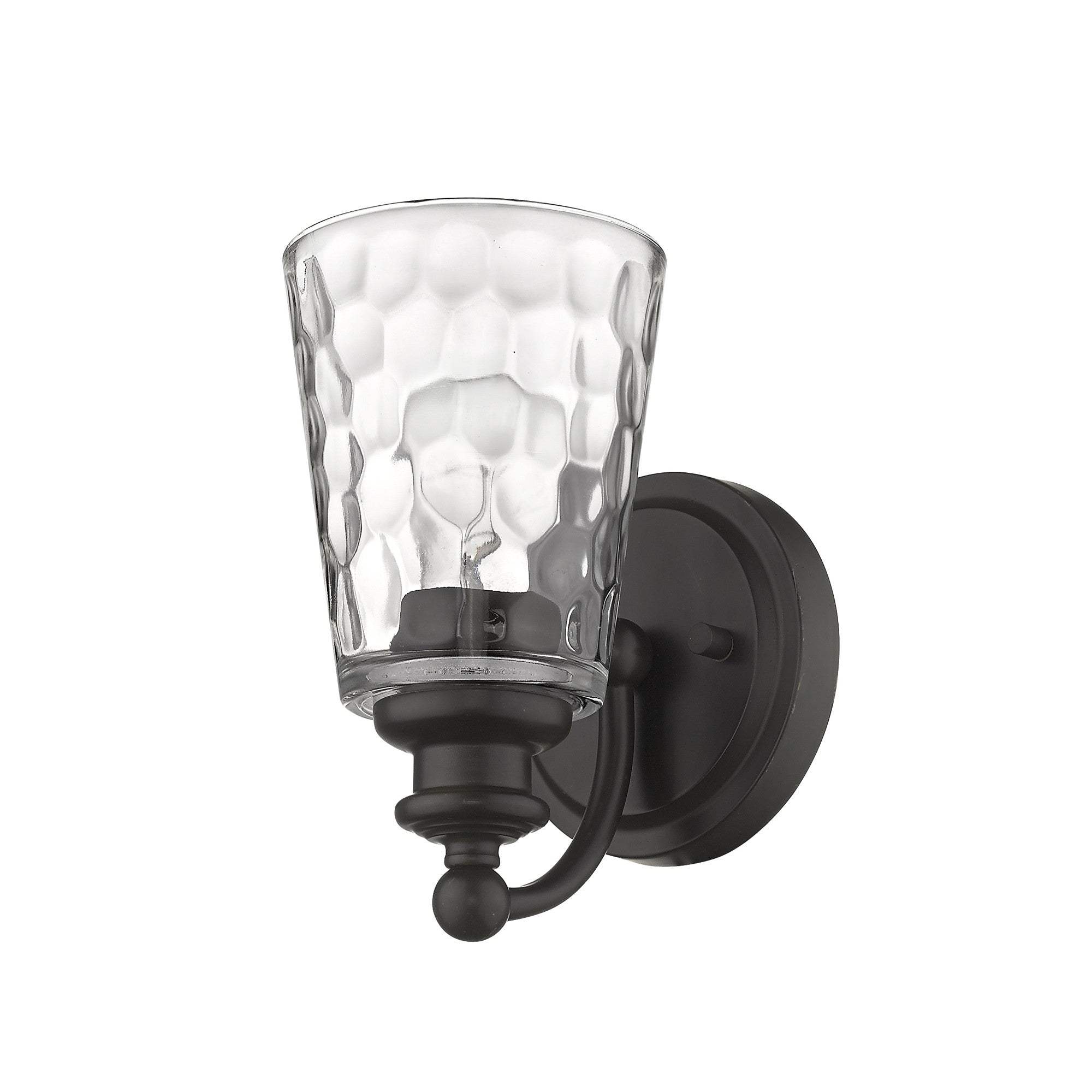 Bronze Metal and Pebbled Glass Wall Light - Homeroots - Flyclothing LLC