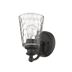 Bronze Metal and Pebbled Glass Wall Light - Homeroots