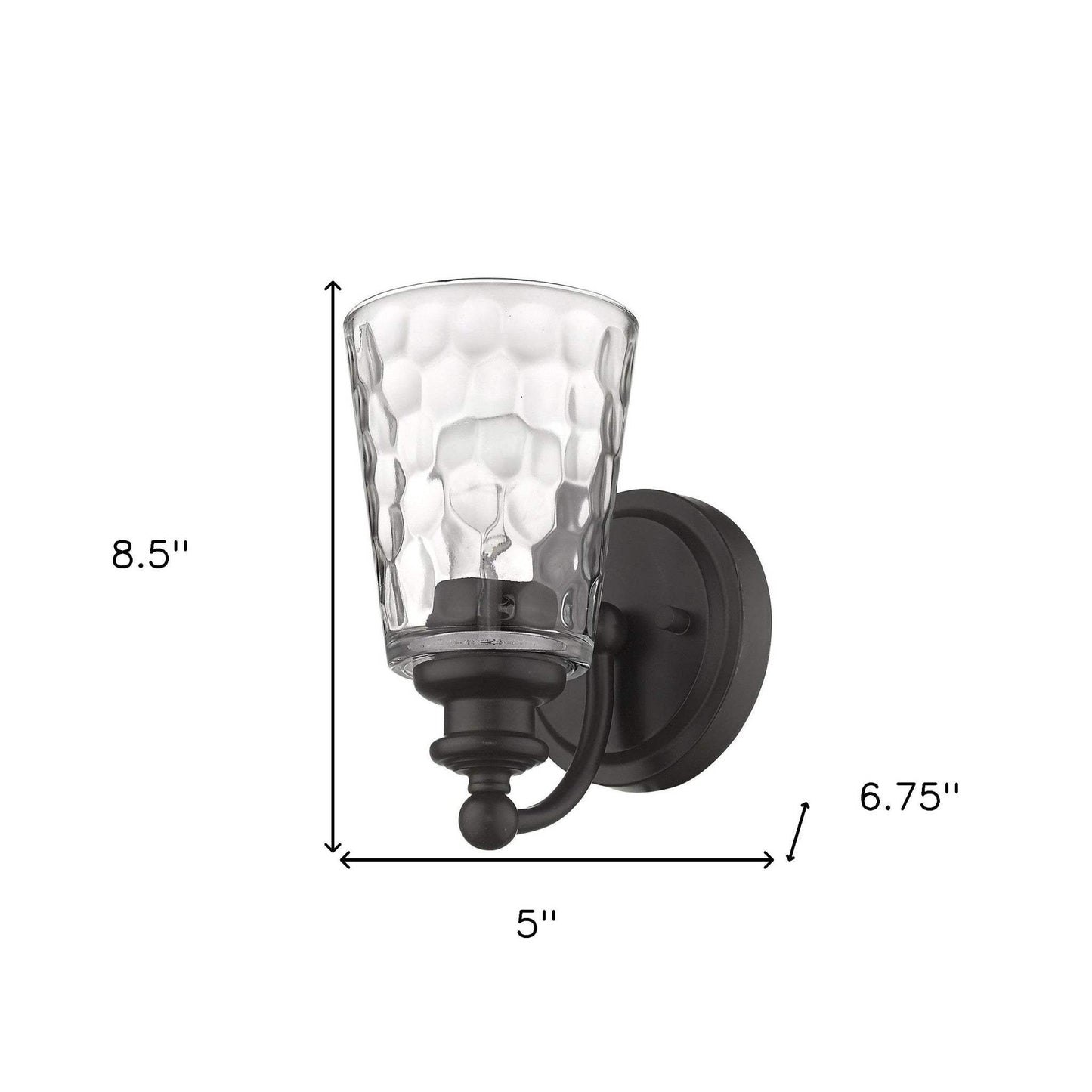 Bronze Metal and Pebbled Glass Wall Light - Homeroots - Flyclothing LLC