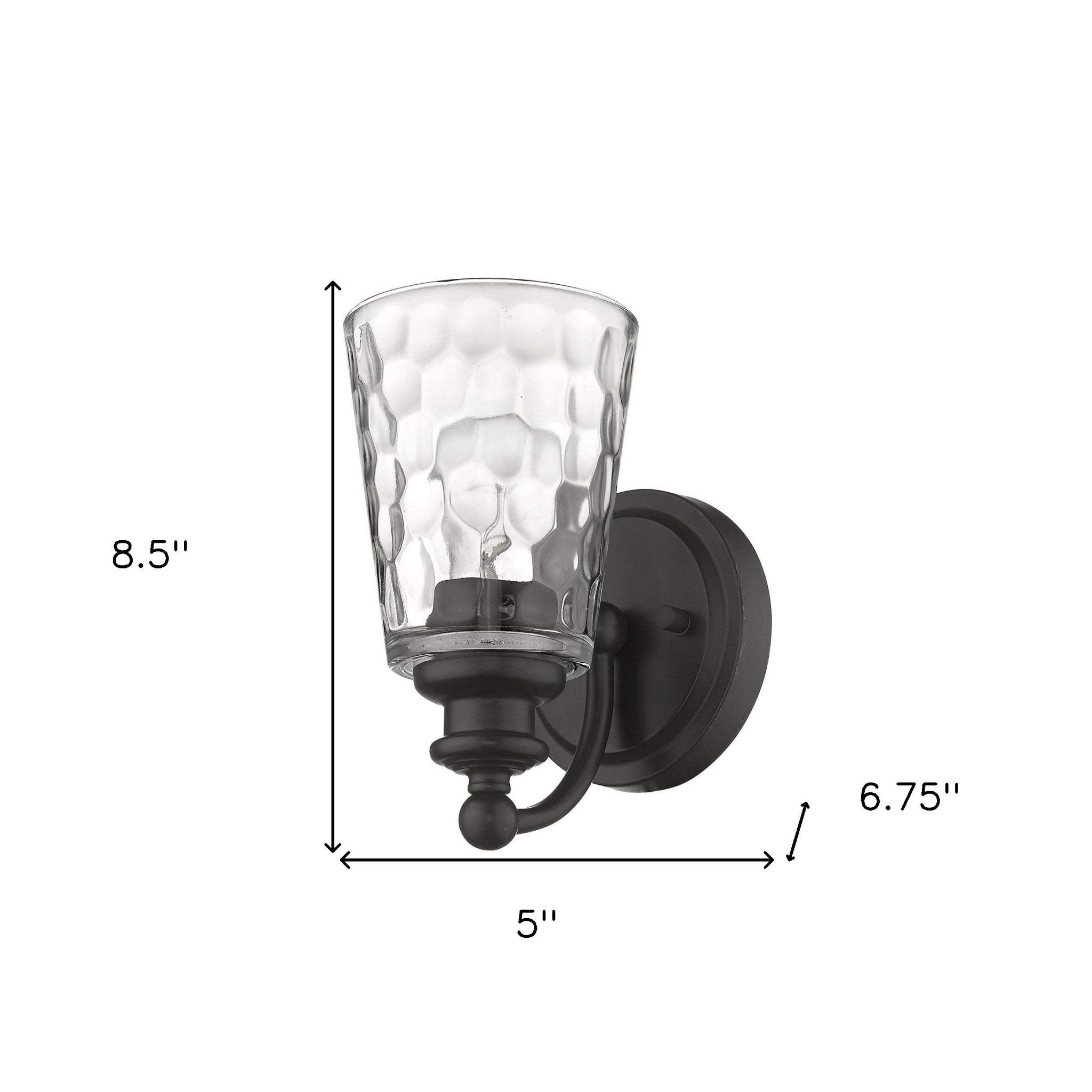 Bronze Metal and Pebbled Glass Wall Light - Homeroots - Flyclothing LLC